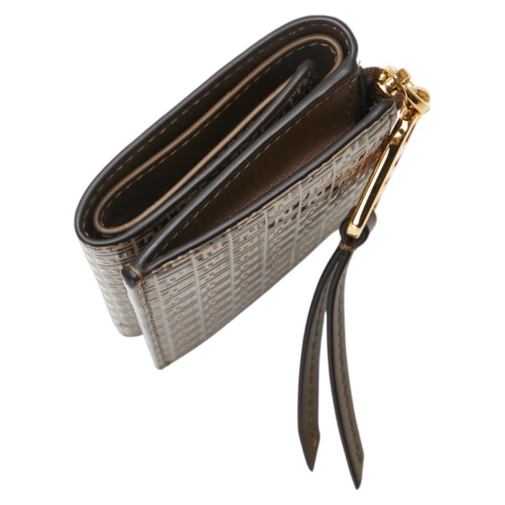 Fendi Leather Liberty Brown Beige Wallet Zucchino Orlock Stampa Tri View 6